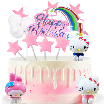 Zestaw TOPPER NA TORT URODZINY Dekoracja kitty Melody,dekoracja tortu