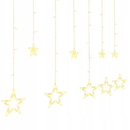 KURTYNA ŚWIETLNA GWIAZDKI LED BIAŁE ZIMNE LAMPKI CHOINKOWE DŁUGA GIRLANDA 4M