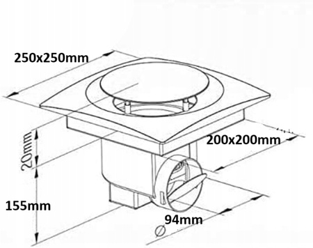 Sufitowy wentylator wyciągowy i wentylacyjny do łazienki