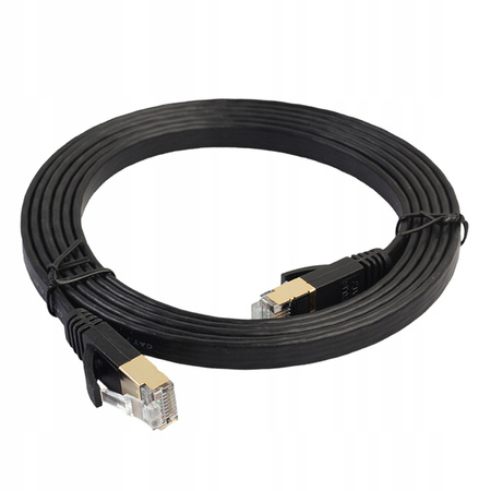 Kabel cat8 ethernet 2000MHz 7,5m czarny + zestaw do montażu