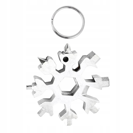 Breloczek do kluczy w kształcie płatka śniegu ze stali nierdzewnej 18 w 1,