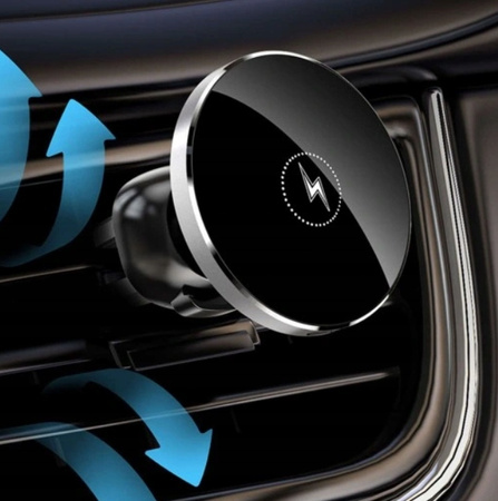 ŁADOWARKA BEZPRZEWODOWA 15W UCHWYT SAMOCHODOWY KRATKA IPHONE MAG SAFE