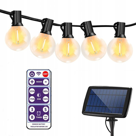 GIRLANDA SOLARNA LAMPKI OGRODOWE 10.3M 30LED Z PILOTEM CIEPŁE