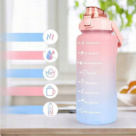 BUTELKA MOTYWACYJNA BIDON NA WODĘ 2000ml 2l ZE SŁOMKĄ Z UCHWYTEM MIARKĄ HIT