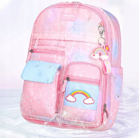 PLECAK SZKOLNY TORNISTER DLA DZIEWCZYNKI RÓŻOWY TĘCZA piórnik gratis