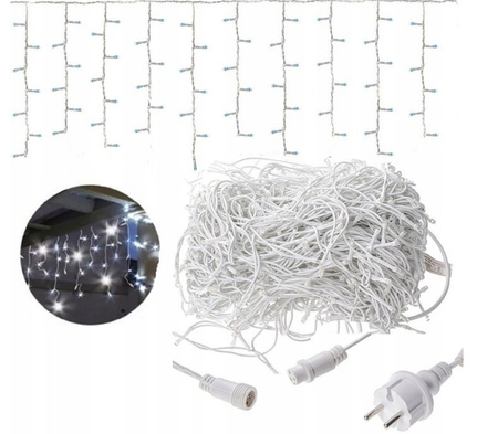 KURTYNA ŚWIETLNA LED SOPLE GIRLANDA LAMPKI CHOINKOWE ŚWIĄTECZNA OZDOBA 5M 100LED BIAŁY ZIMNY