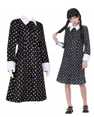 Wednesday Addams Strój Sukienka Cosplay przebranie halloween 140