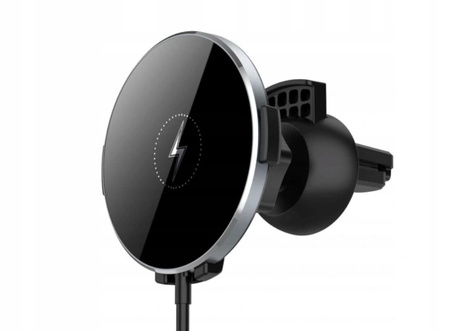 ŁADOWARKA BEZPRZEWODOWA 15W UCHWYT SAMOCHODOWY KRATKA IPHONE MAG SAFE