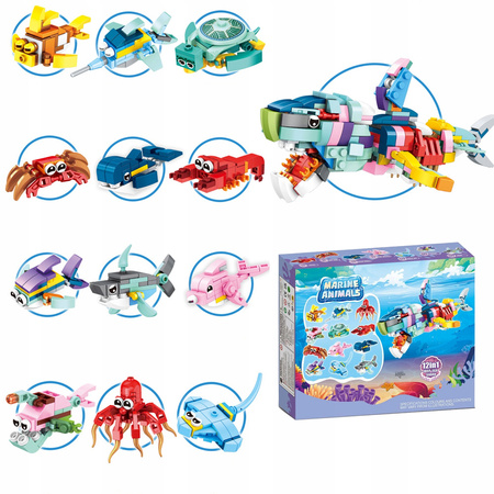 Zestaw 12 klocków zwierząt morskich – Figurki dla dzieci 6+ |