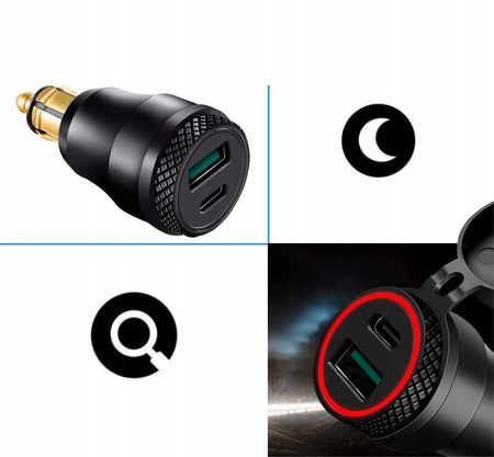 PD 3.0 USB C adapter do BMW motocykl DIN Hella EU