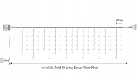Kurtyna świetlna LED 4M ? ZIMNY BIAŁY