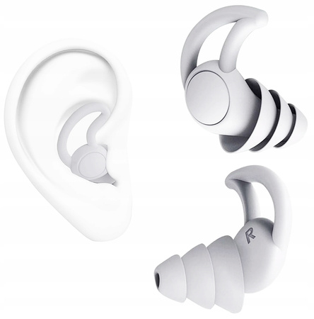 ZATYCZKI DO USZU STOPERY SILIKONOWE ETUI DO SNU PODRÓŻY WYCISZAJĄCE BIAŁE