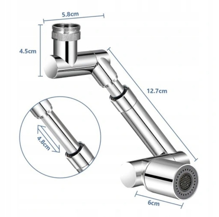 Obrotowa przedużka do kranu 360 1080 mechaniczne ramię uniwersalna JJ