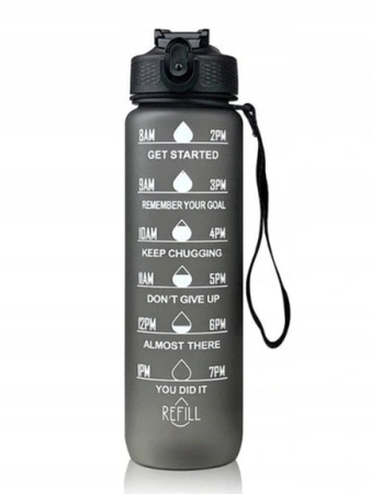Bidon butelka na wodę z miarką motywacyjną 900ML czarny