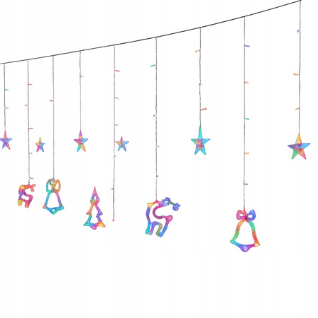 LAMPKI LED KURTYNA RENIFER 2,5M 138 LED MULTIKOLOR 8 TRYBÓW IP44 SIECIOWE