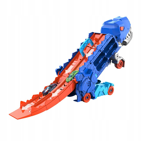 Podwójny transporter Autko T-Rex + 4 losowe minisamochody dinozaur 