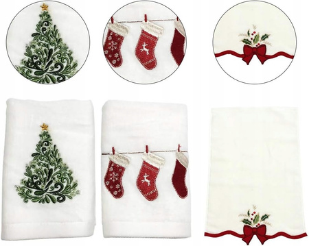 Ręczniki świąteczne z reniferami w opakowaniu prezentowym - 3 szt.