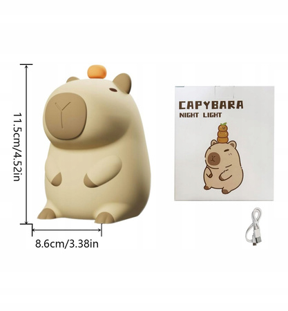 LAMPKA NOCNA KAPIBARA SILIKONOWA LAMPA PRZYŁÓŻKOWA DOTYKOWA PREZENT