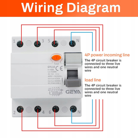Wyłącznik ochronny 63a 4-biegunowy wyłącznik różnicowoprądowy RCCB