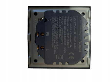 Gniazdko Smart WiFi 230V z USB i USB-C – Szklany Panel | 16A |