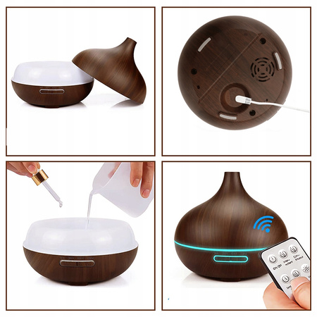 NAWILŻACZ POWIETRZA DYFUZOR ZAPACHOWY DO OLEJKÓW ETERYCZNY RGB PILOT 550ML