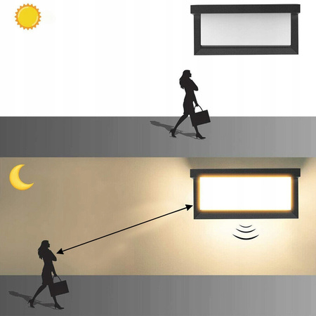 Kinkiet zewnętrzny lampa ogrodowa LED CZUJNIK RUCHU elewacyjna ścienna 18W