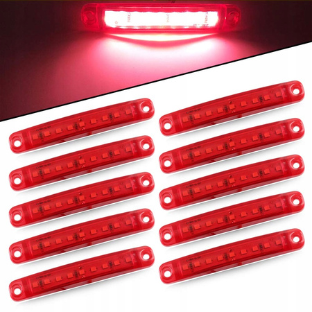 ZESTAW 10x LAMPA OBRYSOWA CZERWONA 9 LED diodowa OBRYSÓWKI 12V 24V