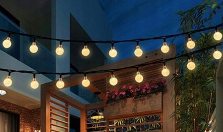 GIRLANDA ŻARÓWKOWA LED 9,5 M 50 LED | IP44  BIAŁE ciepłe ŚWIATŁO