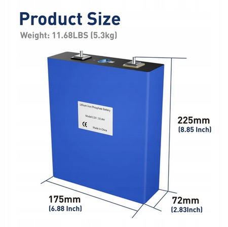 Ogniwo baterii LiFePo4 litowo-żelazowo-fosforanowe 3,2 V 280 Ah