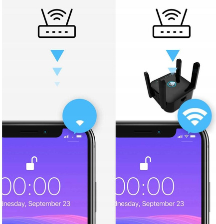 WZMACNIACZ SYGNAŁU WiFi SIECI REPEATER 1200 mb/s