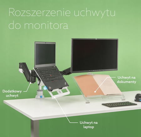 R-Go Caparo 4 D2 Cyrkularny Uchwyt na dwa monitory