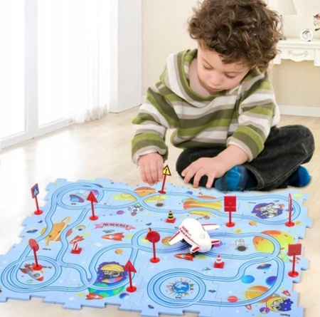 Gra planszowa z łamigłówką logiczną dla dzieci ulica samolot