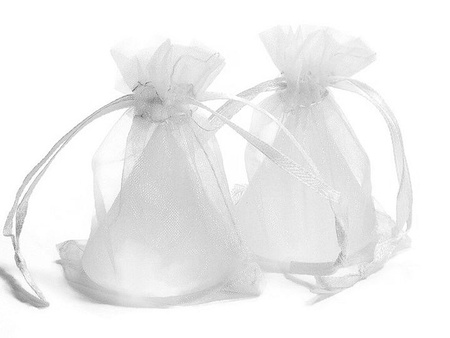 WORECZKI Z ORGANZY BIAŁE 100 sztuk 10X15CM ślub/wesele/komunia/prezent
