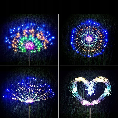 2x lampa solarna ogrodowa drzewko dmuchawiec fajerwerki kolorowa