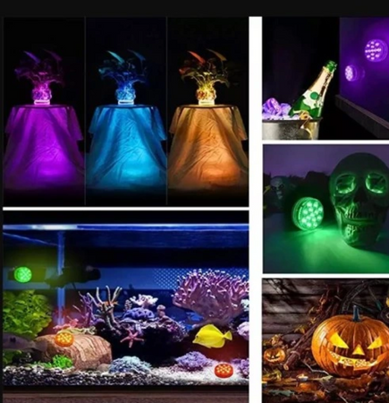 Wodoodporne lampy LED RGB z pilotem do JACUZZI, BASENU, AKWARIUM 3xAAA IP68