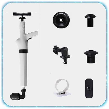 PRZEPYCHACZ DO RUR I ZLEWU PISTOLET DO UDRAŻNIANIA WC + 4 KOŃCÓWKI