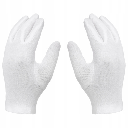 12 PAR Rękawice RĘKAWICZKI KOSMETYCZNE BAWEŁNIANE BIAŁE Roz 10/XL