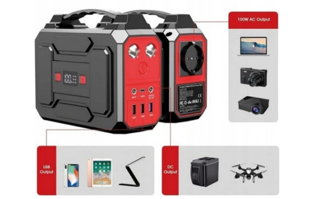 Przenośny generator POWER BANK 100W 27000mAh stacja ładująca + solar 40w