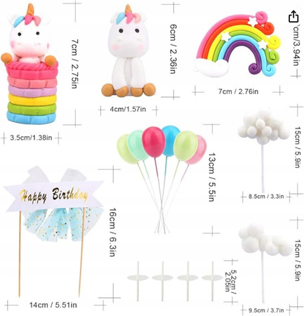 Urodzinowa Dekoracja Tortu Zestaw Dekoracja Tortu Urodzinowego Jednorożec