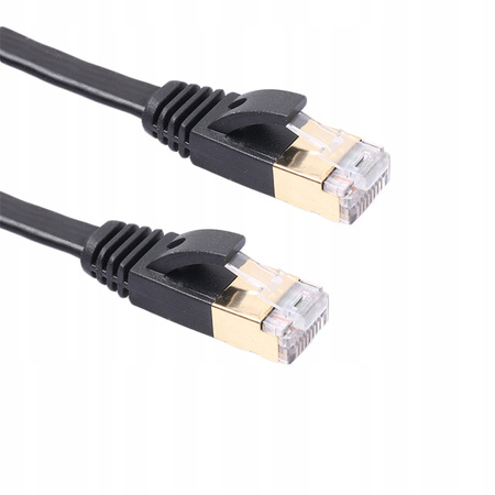 Kabel cat8 ethernet 2000MHz 7,5m czarny + zestaw do montażu