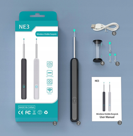 URZĄDZENIE DO CZYSZCZENIA USZU, OTOSKOP KAMERA ENDOSKOPOWA SMART WiFi HD