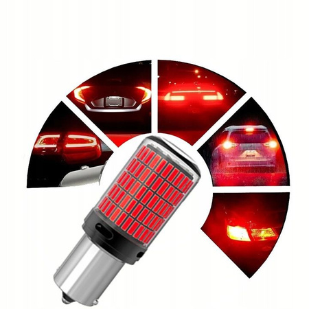 ŻARÓWKI LED P21W BA15S 1156 CANBUS CZERWONE BARDZO MOCNE 2500LM 150SMD