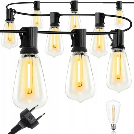 GIRLANDA ŚWIETLNA OGRODOWA 15M 25 Żarówki ZEWNĘTRZNA ŁAŃCUCH LAMPKI