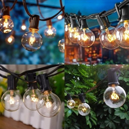 GIRLANDA CHOINKOWA LAMPKI CHOINKOWE OGRODOWE 15M WISZĄCE KULE 50 SZTUK