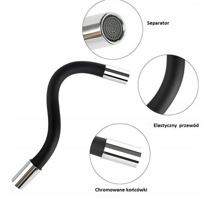 ELASTYCZNA WYLEWKA GIĘTKA PRZEDŁUŻKA KRANU BATERI WĄŻ OGRODOWY 30cm BATERIA