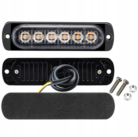 4x 6LED LAMPA POMARAŃCZOWA BŁYSKOWA OSTRZEGAWCZA PILOT STROBOSKOP PROGRAMY