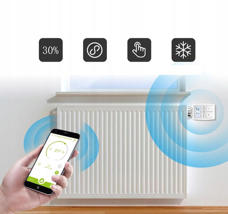 INTELIGENTNY TERMOSTAT DO OGRZEWANIA LCD IP20 zawór regulacja WiFi + HUB