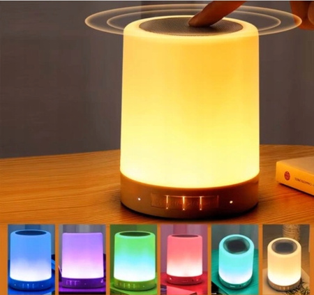 LAMPKA NOCNA Z GŁOŚNIKIEM BLUETOOTH, DOTYKOWA LAMPKA NOCNA, 6 KOLORÓW