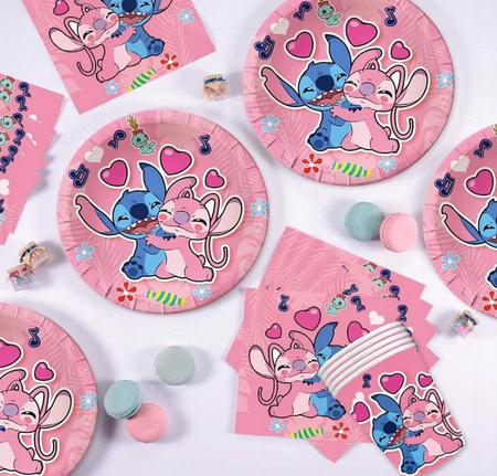 ZESTAW IDEALNY NA IMPREZĘ URODZINOWĄ LILO i STICH RÓŻOWY DLA DZIEWCZYNKI