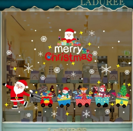 Naklejki na okno szybę Świąteczne Ozdoby mikołaj